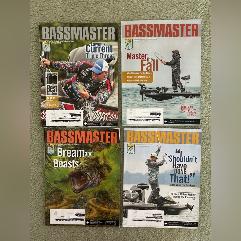 Lot of 4 BassMaster magazines